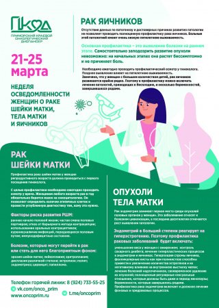 Неделя осведомленности женщин о раке шейки матки, Тела Матки и яичников